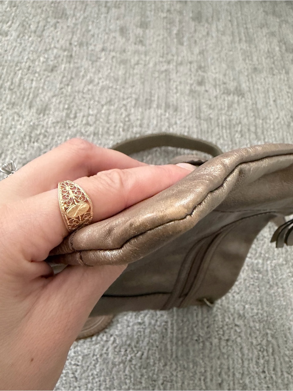 Fossil Taupe Leather Crossbody Bag - Picture 10 of 12